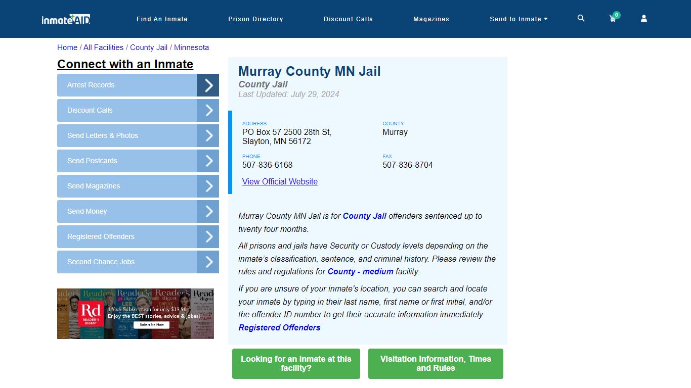 Murray County MN Jail - Inmate Locator